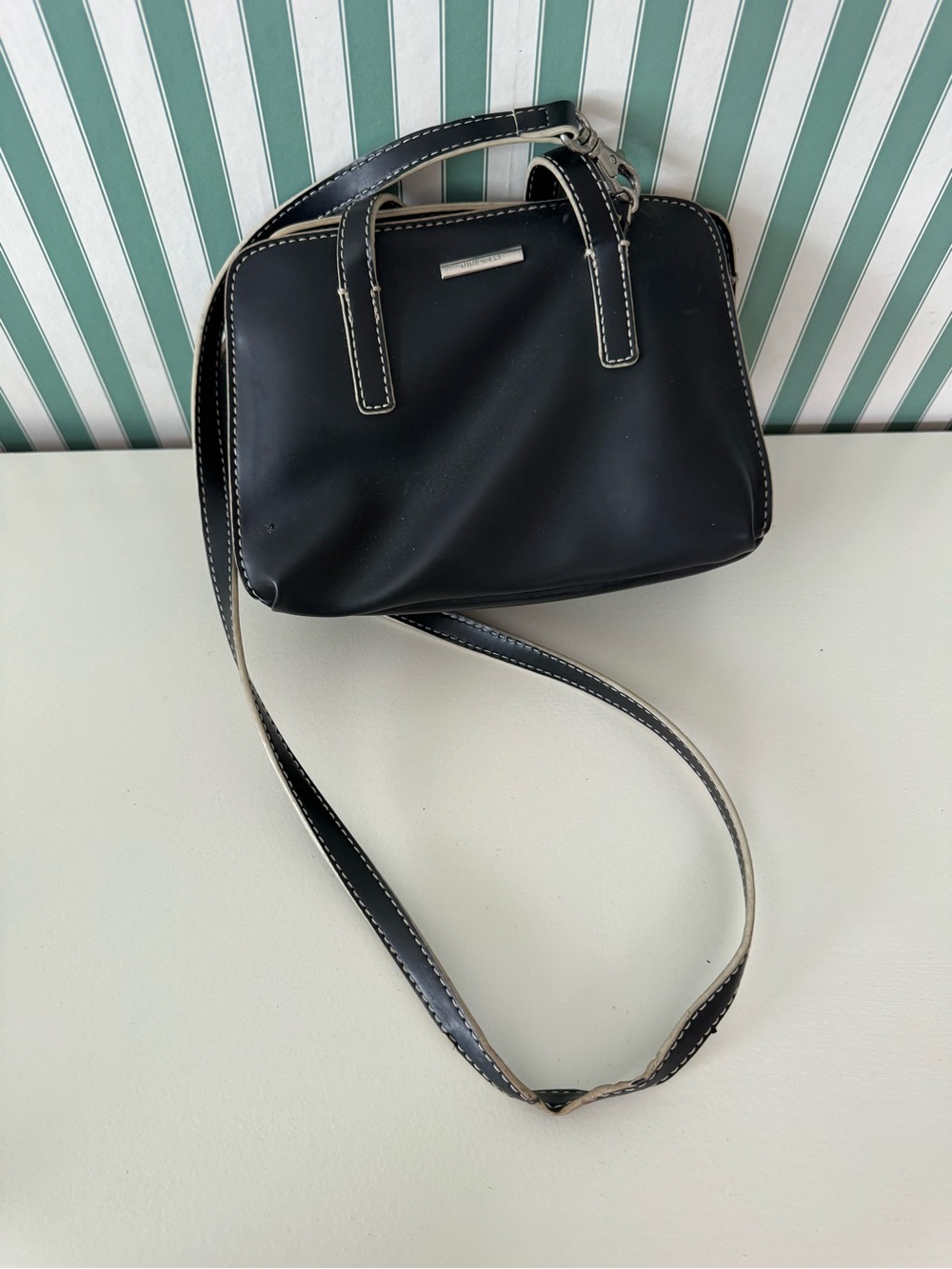 Nine West Black Leather Crossbody Bag